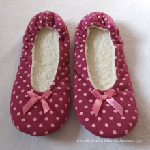 Printing polka dots home winter lady flat ballerina shoes slipper